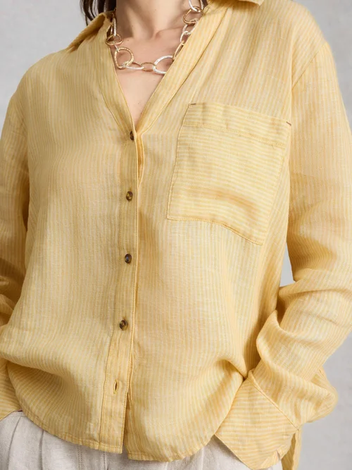 Chemise boyfriend Sadie en lin - Yellow Mlt - 52/R Image 3