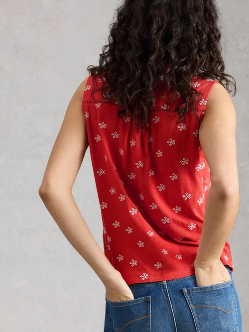 Chemisier sans manches Amy brodé - Red Mlt - 52 Image 4