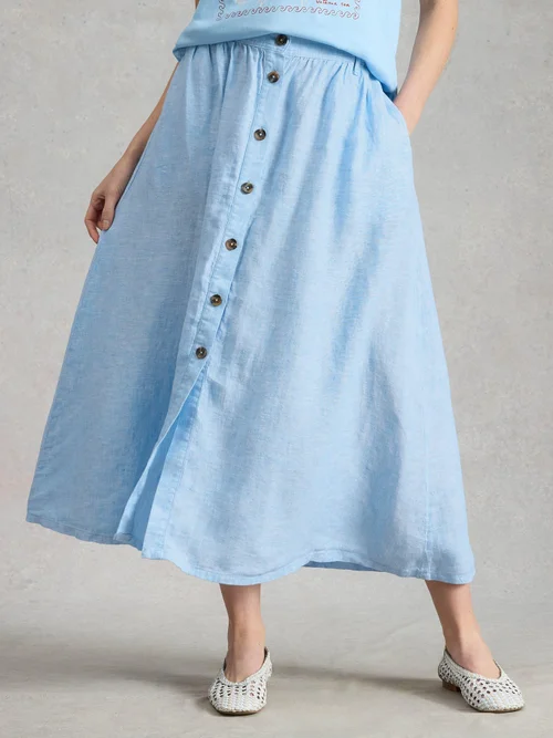 Jupe Midi Riley en Lin - Chamb Blue - 52/R Image 1