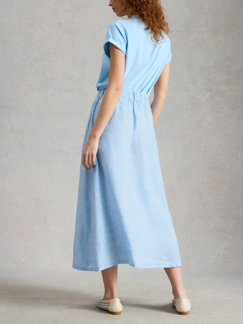 Jupe Midi Riley en Lin - Chamb Blue - 52/R Image 4