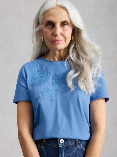 T-shirt brodé Abbie - Mid Blue - 50 Image 1