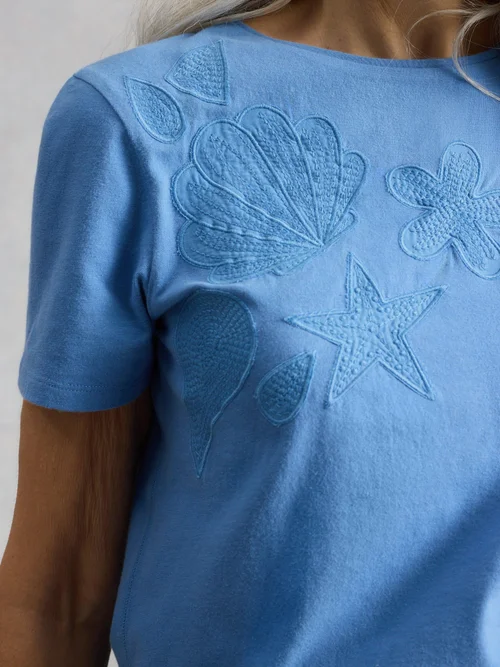 T-shirt brodé Abbie - Mid Blue - 50 Image 3