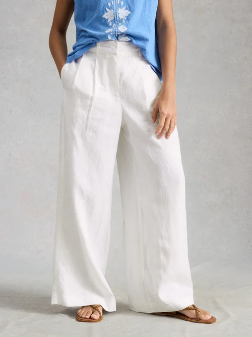 Pantalon en lin à jambes larges Sasha - Bril White - 52/R Image 3