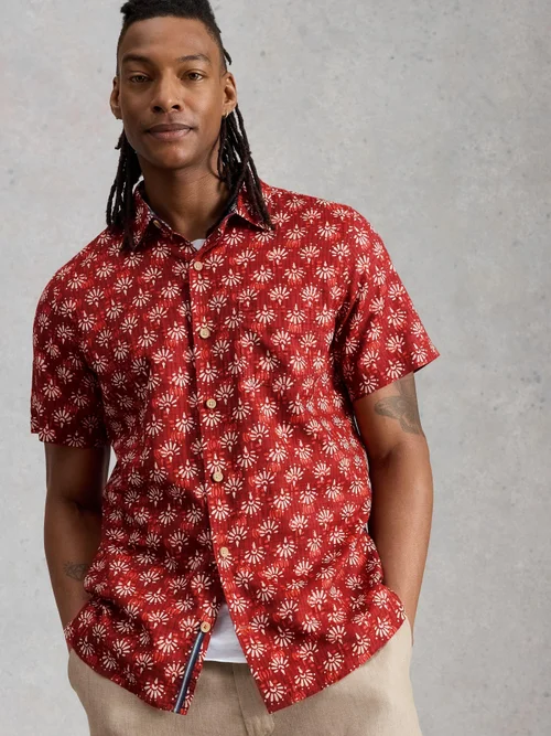 Chemise Finsbury à imprimé batik manches courtes - Red Pr - XXXL/R Image 3