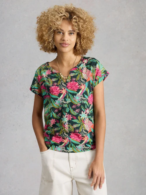 Tee-shirt Nelly à col en V - Green Pr - 52 Image 1