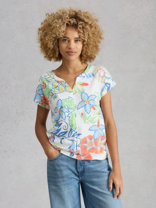 Tee-shirt Nelly à col en V - Ivory Mlt - 52 Image 3