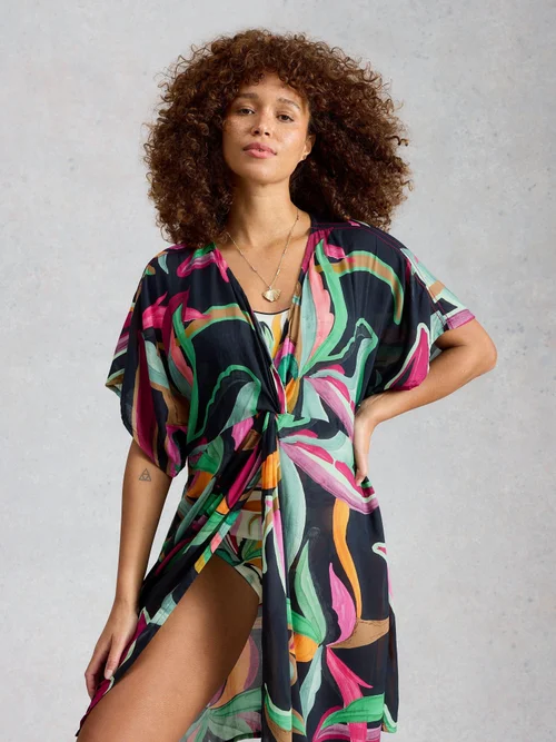 Kimono Mini Cleo Cover Up - Blk Pr - XL Image 1