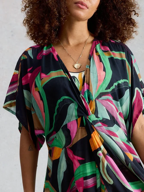 Kimono Mini Cleo Cover Up - Blk Pr - XL Image 3