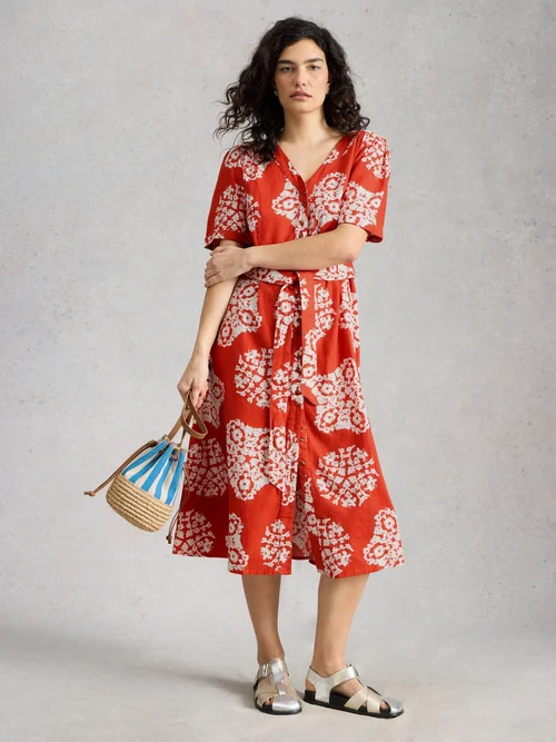 Robe Val en mélange de lin - Red Pr - 52/R Image 2