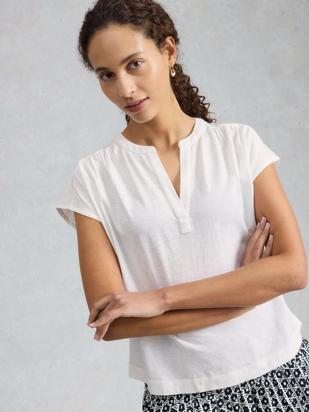 Tee-shirt Nola Notch Broderie - Bril White - 50 Image 1