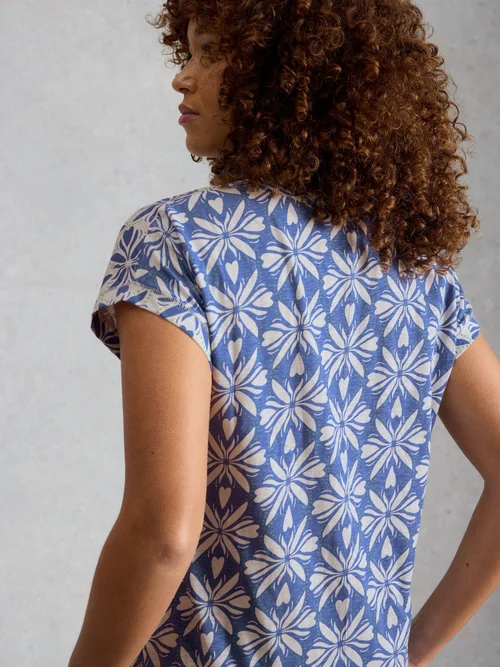 Tee-shirt Nelly à col en V - Blue Mlt - 52 Image 4