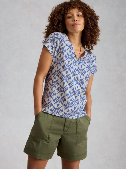 Tee-shirt Nelly à col en V - Blue Mlt - 52 Image 1