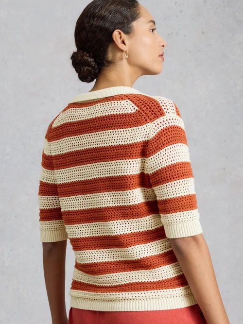 Polo rayé en maille Cooper - Brown Mlt - 52 Image 4