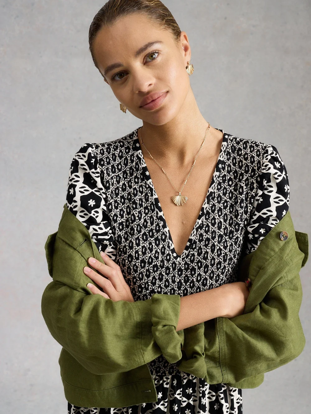Robe en jersey froncée Nola - Blk Pr - 48/R Image 1