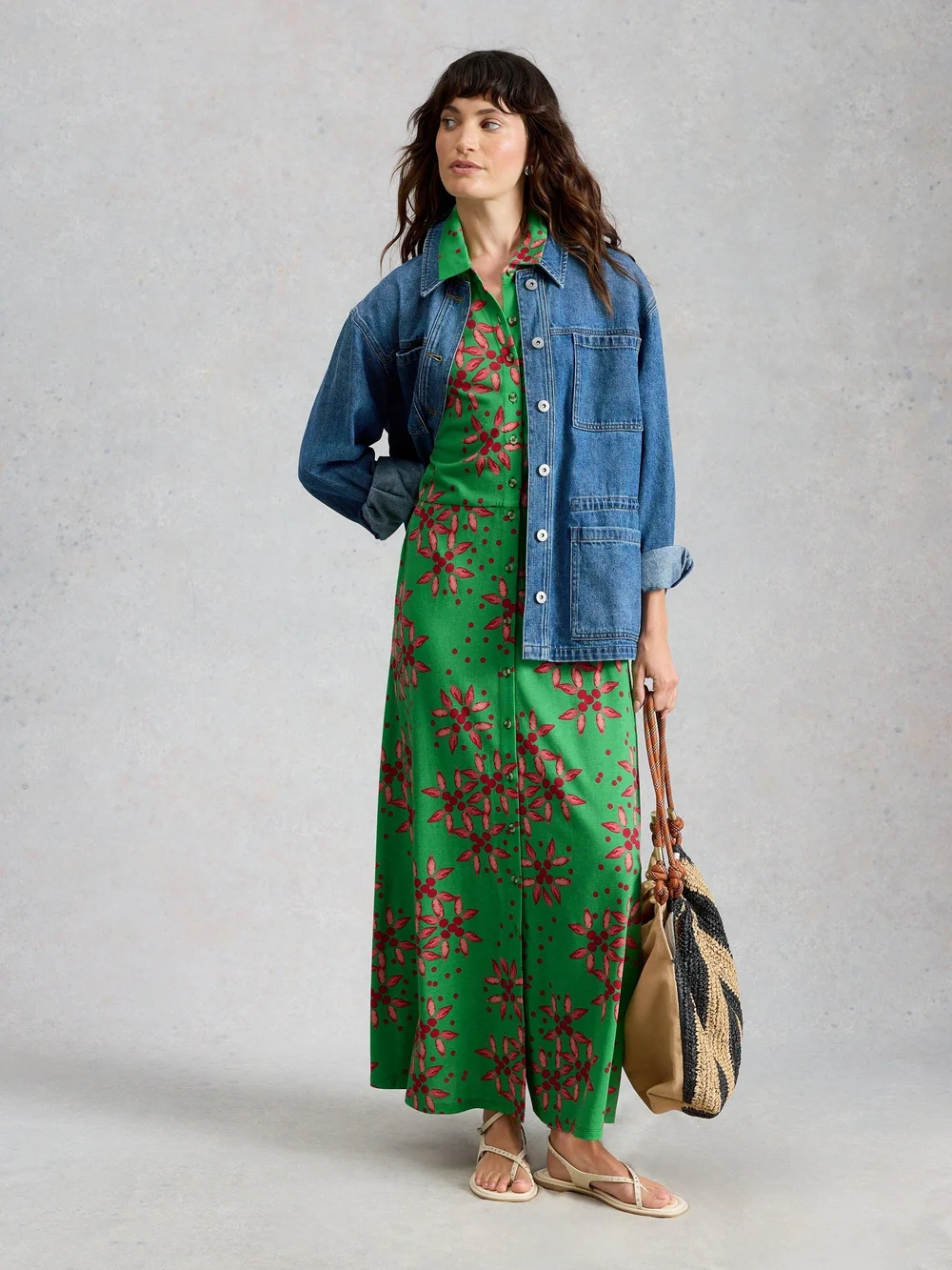 Robe chemise maxi en jersey Rua - Green Pr - 50/R Image 1