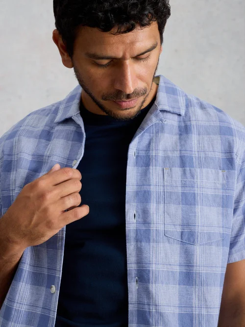 Chemise Hayle en lin et coton à carreaux - Blue Mlt - XXXL Image 3