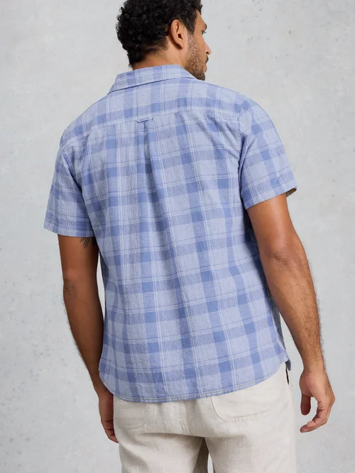 Chemise Hayle en lin et coton à carreaux - Blue Mlt - XXXL Image 4