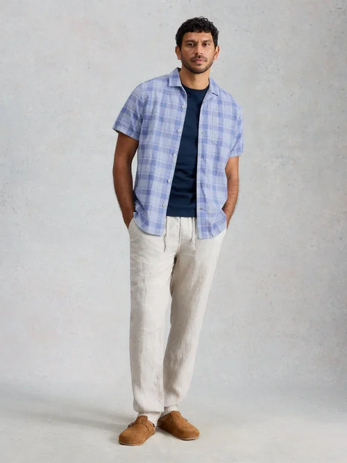 Chemise Hayle en lin et coton à carreaux - Blue Mlt - XXXL Image 2