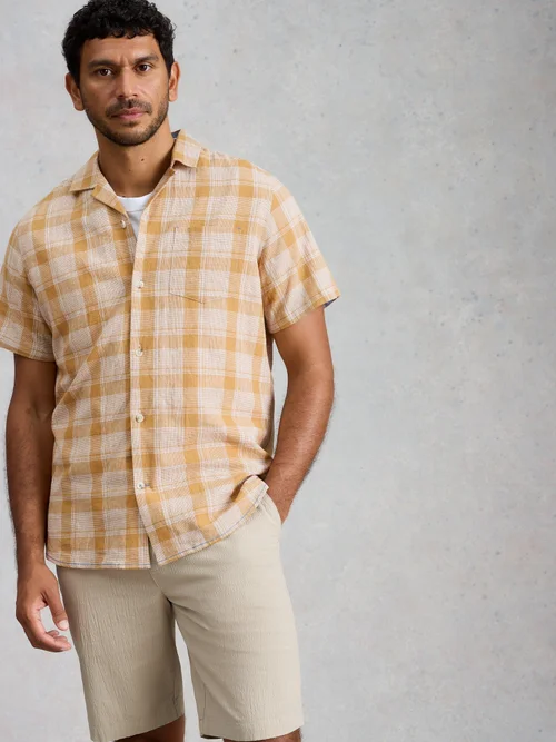 Chemise Hayle en lin et coton à carreaux - Yellow Mlt - XXXL Image 3