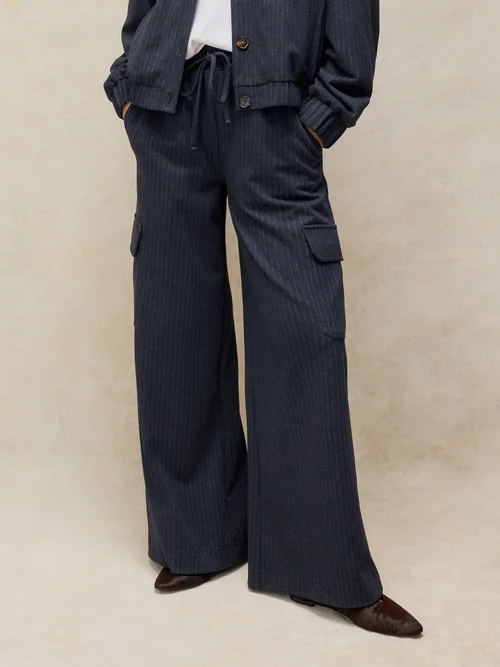 Pantalon large rayé Teagan - Navy Multi - 46/R Image 1