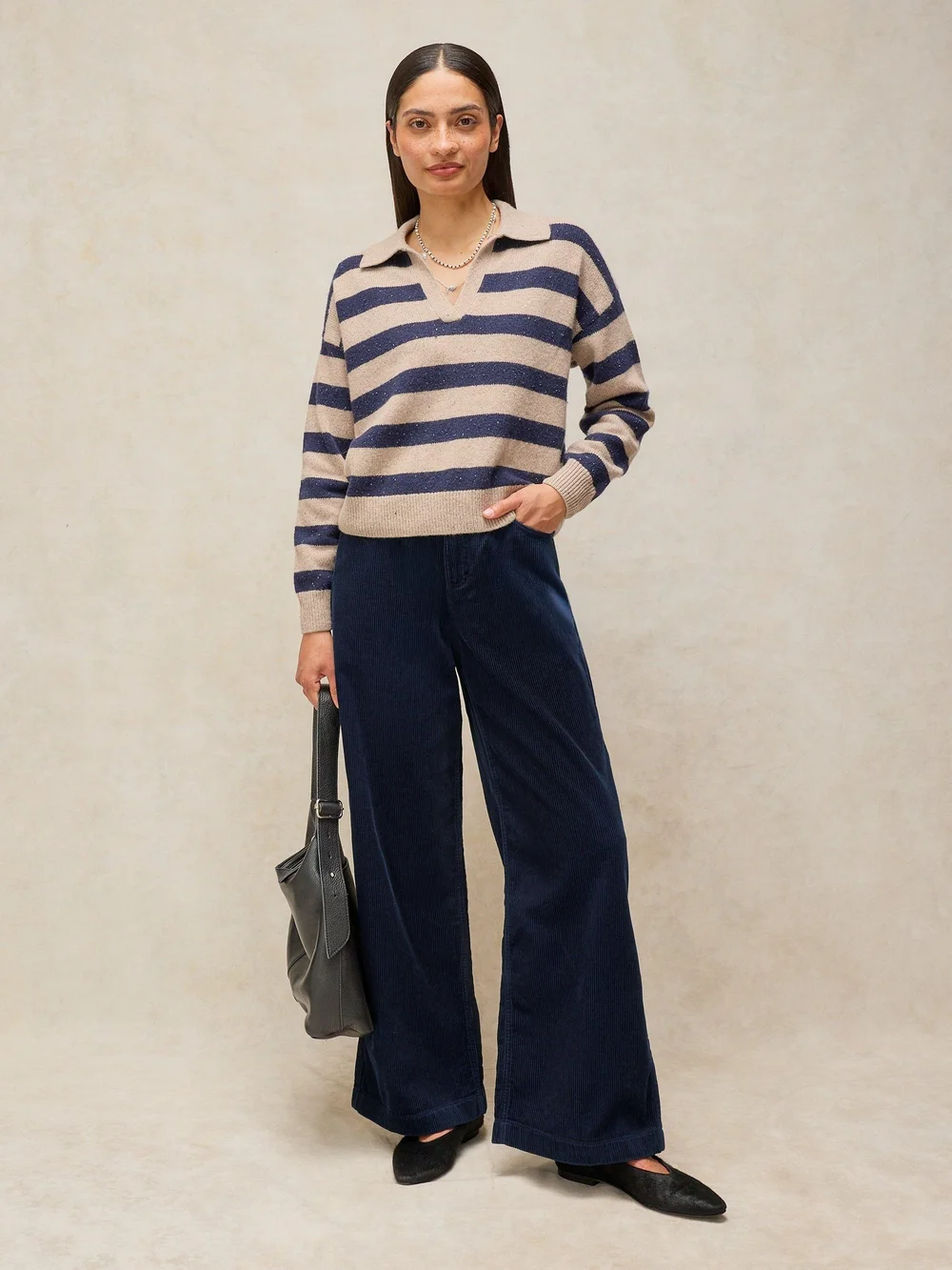 Pantalon Large En Velours Côtelé Ayla - Dark Navy - 52/R Image 1