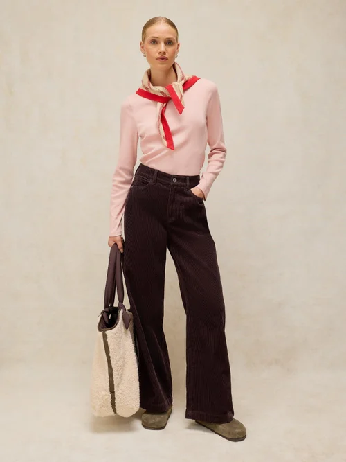 Pantalon Large En Velours Côtelé Ayla - Dk Brown - 52/R Image 1