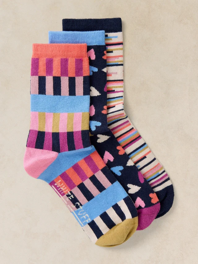 Lot de 3 Chaussettes Imprimé Cœur Géométrique