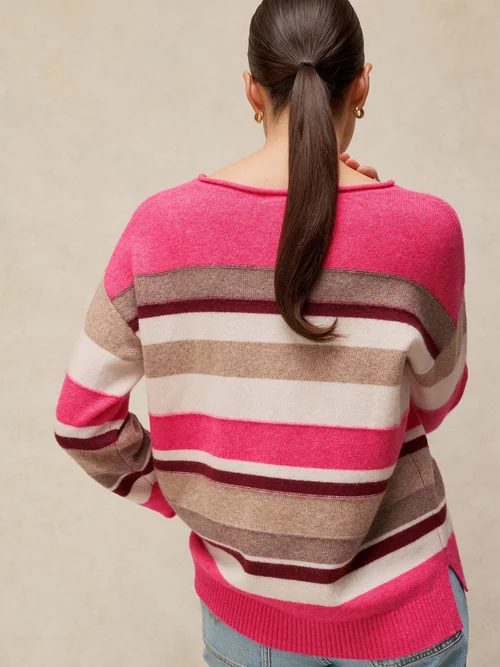 Pull à rayures Sansa col en V - Pink Mlt - 46 Image 4