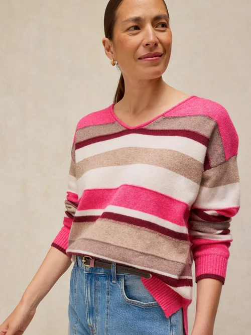 Pull à rayures Sansa col en V - Pink Mlt - 46 Image 2