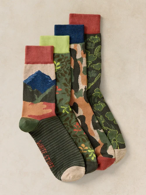 Lot de 4 Chaussettes Cheville Géométriques Florales - Green Mlt - 44-46 Image 2