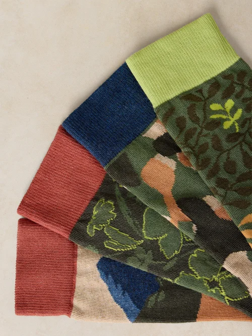 Lot de 4 Chaussettes Cheville Géométriques Florales - Green Mlt - 44-46 Image 3