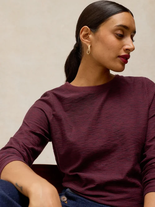 Tee-shirt texturé Clara manches longues - Plum Mlt - 52 Image 2