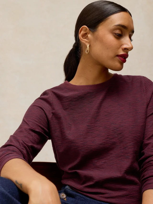 Tee-shirt texturé Clara manches longues