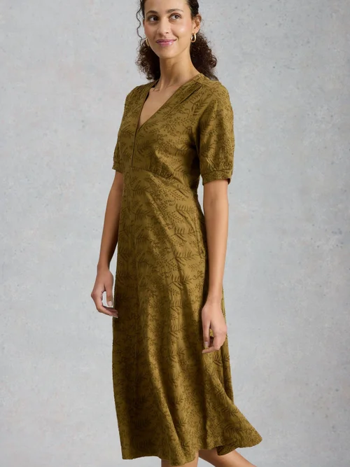 Robe en jersey brodée Megan - Khaki Grn - 52/R Image 3