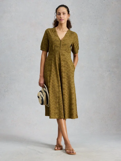 Robe en jersey brodée Megan - Khaki Grn - 52/R Image 2