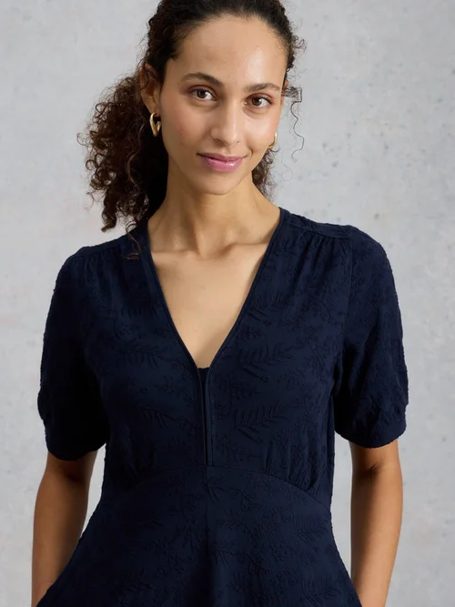 Robe en jersey brodée Megan - Mid Blue - 52/R Image 2