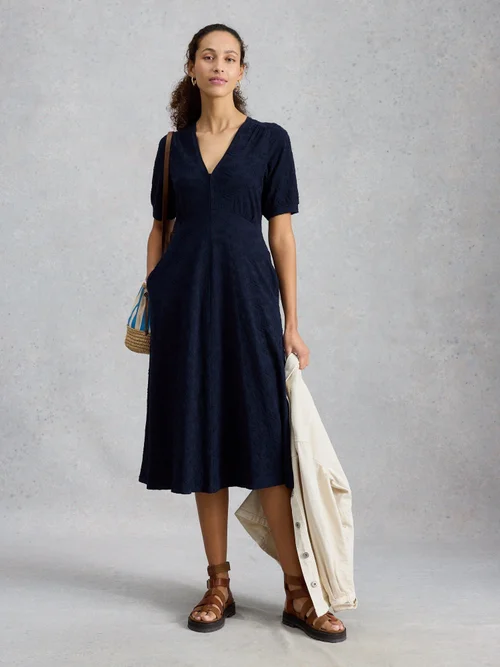 Robe en jersey brodée Megan - Mid Blue - 52/R Image 1