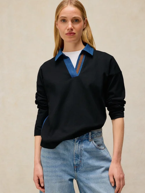 Top rugby en denim mixte - Dark Navy - 48 Image 3