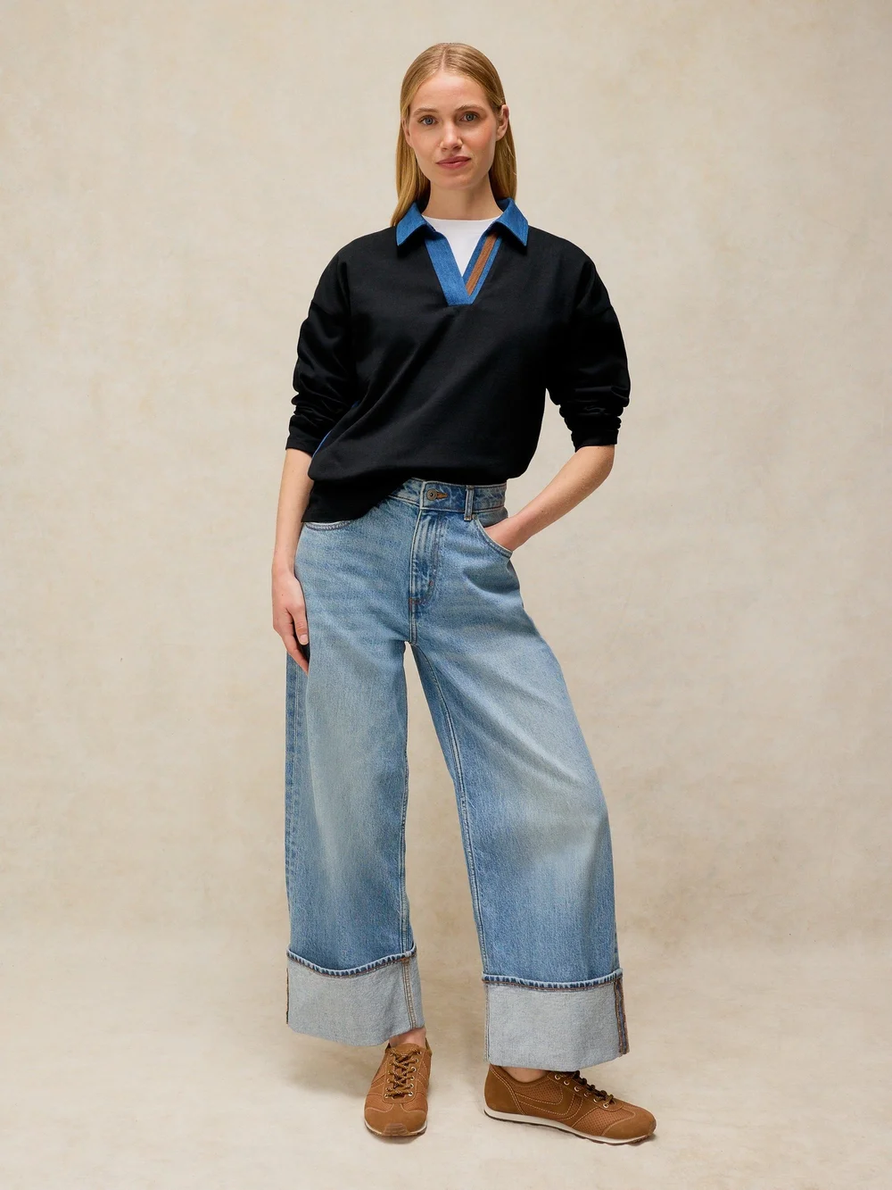 Top rugby en denim mixte - Dark Navy - 48 Image 1