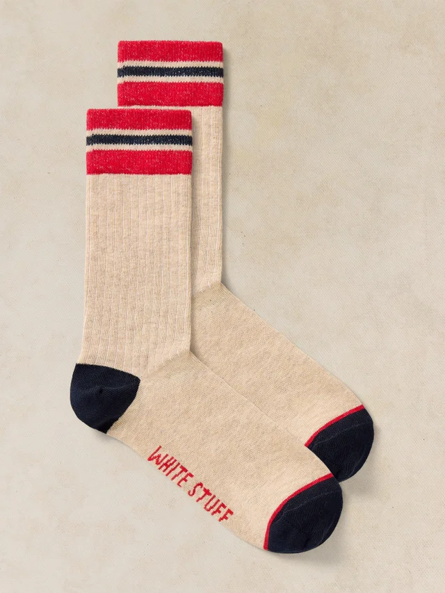 Chaussette chevillère à rayures côtelées