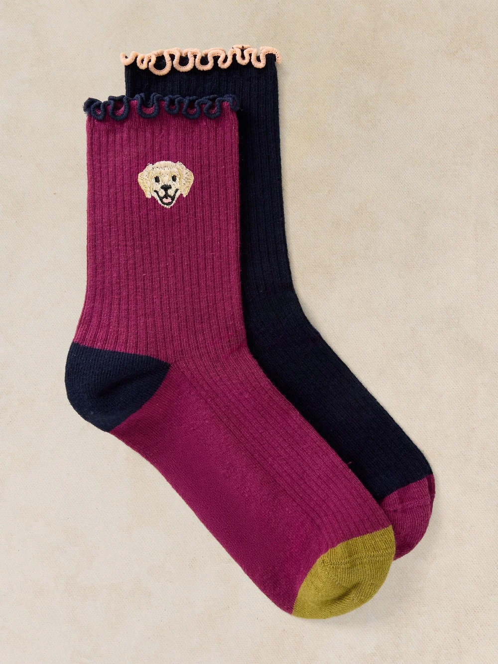 Lot de 2 Chaussettes Cheville Broderie Chien - Navy Multi - 39-41 Image 1