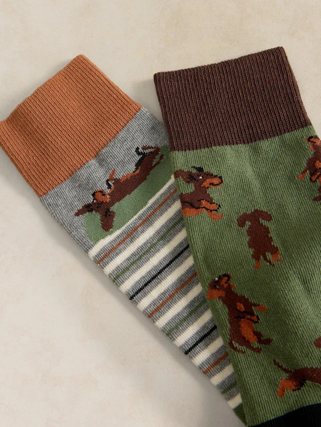 Lot de 2 Chaussettes Cheville Teckel