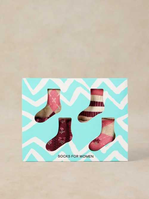 Lot de 4 Chaussettes Mi-mollet à Motif Argyle - Pink Mlt - 39-41 Image 1