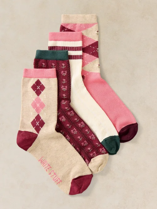 Lot de 4 Chaussettes Mi-mollet à Motif Argyle - Pink Mlt - 39-41 Image 2