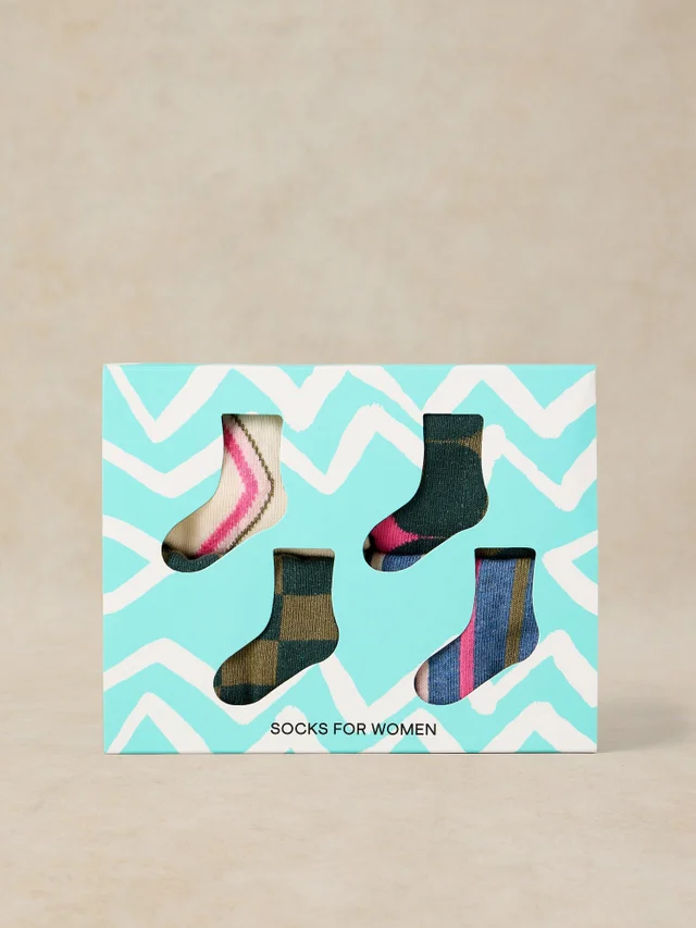 Lot de 4 Chaussettes Cheville Imprimé Géométrique
