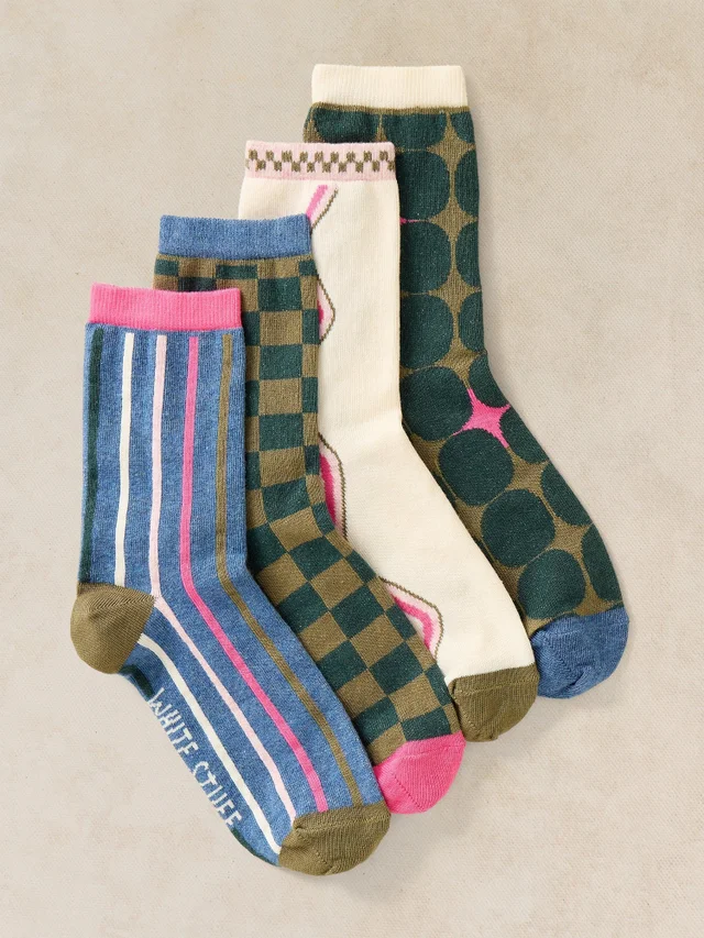 Lot de 4 Chaussettes Cheville Imprimé Géométrique