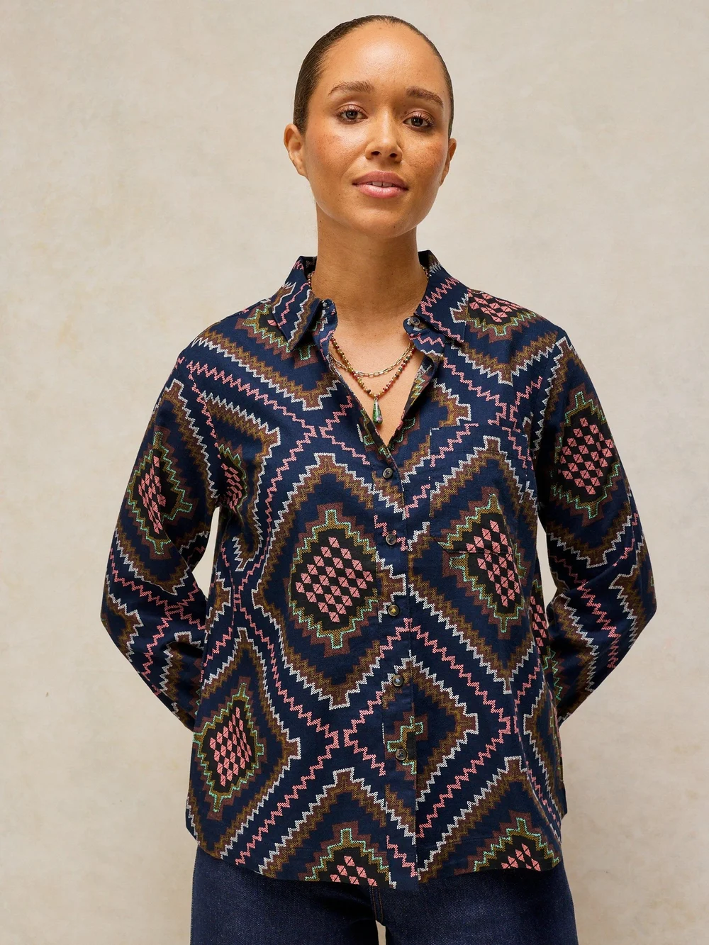Chemise Libby en coton biologique - Navy Multi - 52 Image 1