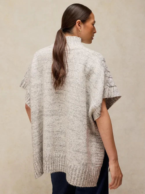 Poncho à mailles torsadées - Lgt Grey - XL Image 4