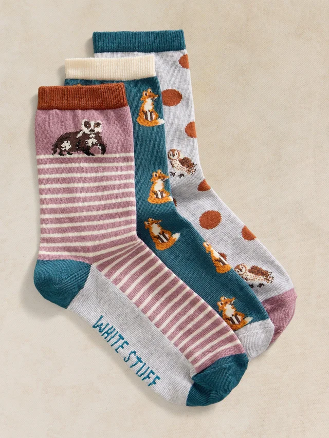 Lot de 3 Chaussettes Animaux des Bois