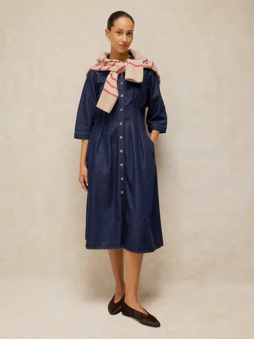 Robe plissée en denim Luna - Dk Denim - 48/R Image 2